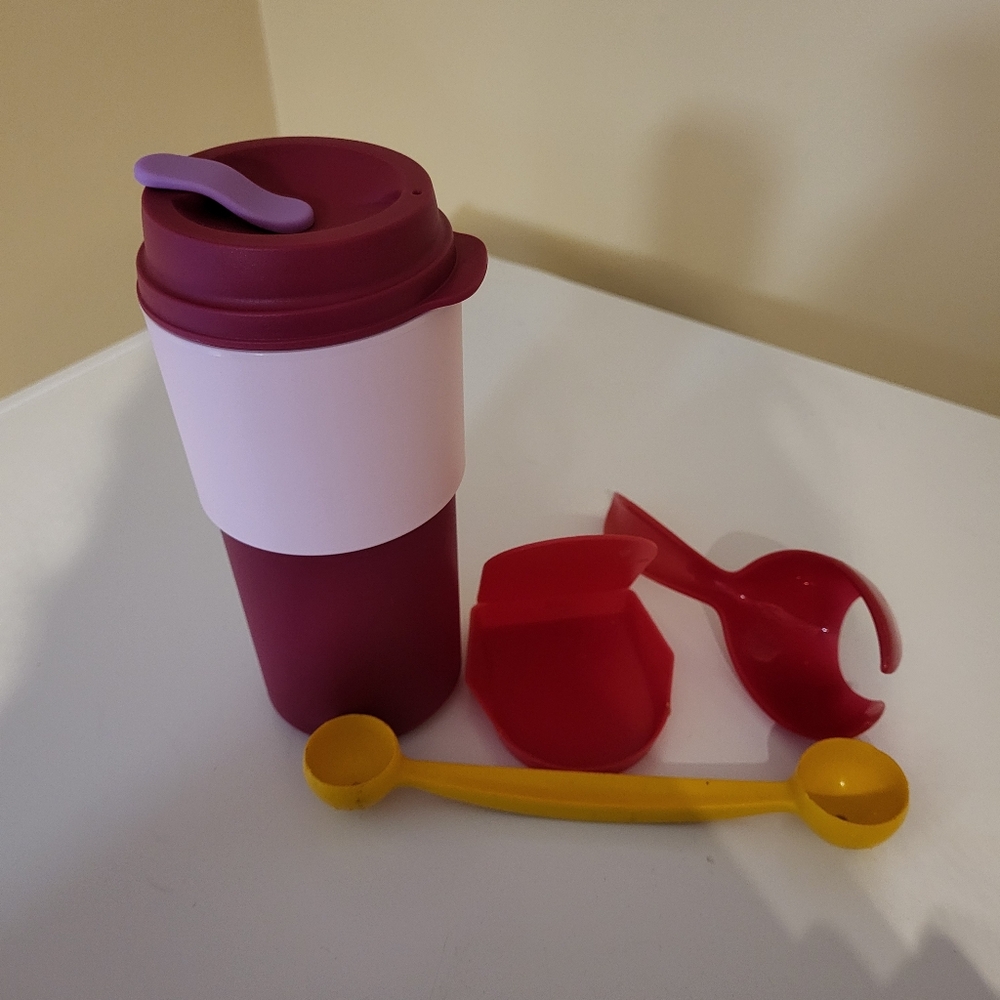 Tupperware Lot Travel Cup Melon Baller Tea Bag Squeezer Egg Scoop